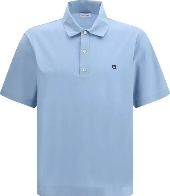 Blue Cotton Polo Shirt