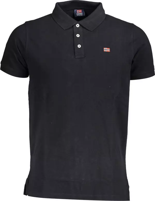 Black Cotton Men Polo Shirt