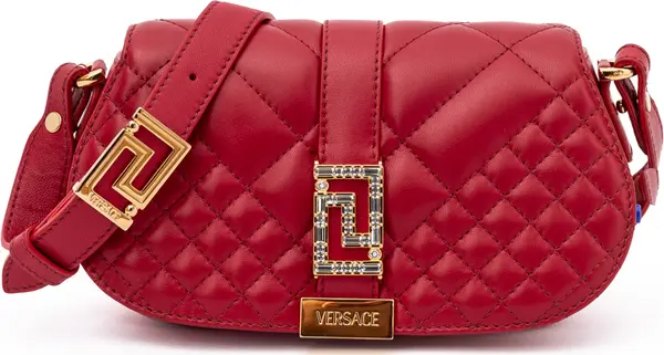 Red Leather Quilted Shoulder Strap Bag