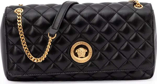 Black Quilted Leather Shoulder Strap Bag