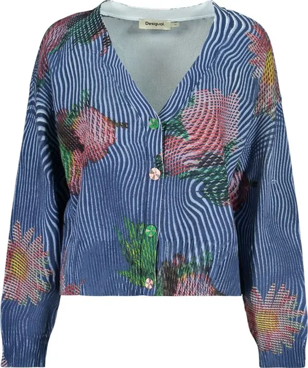Blue Cotton Womens Cardigan