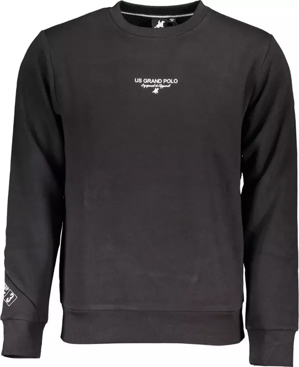 Black Cotton Men Sweatshirt