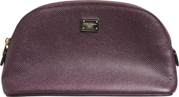 Dark Purple Leather DG Logo Zip Around Hand Purse Wallet
