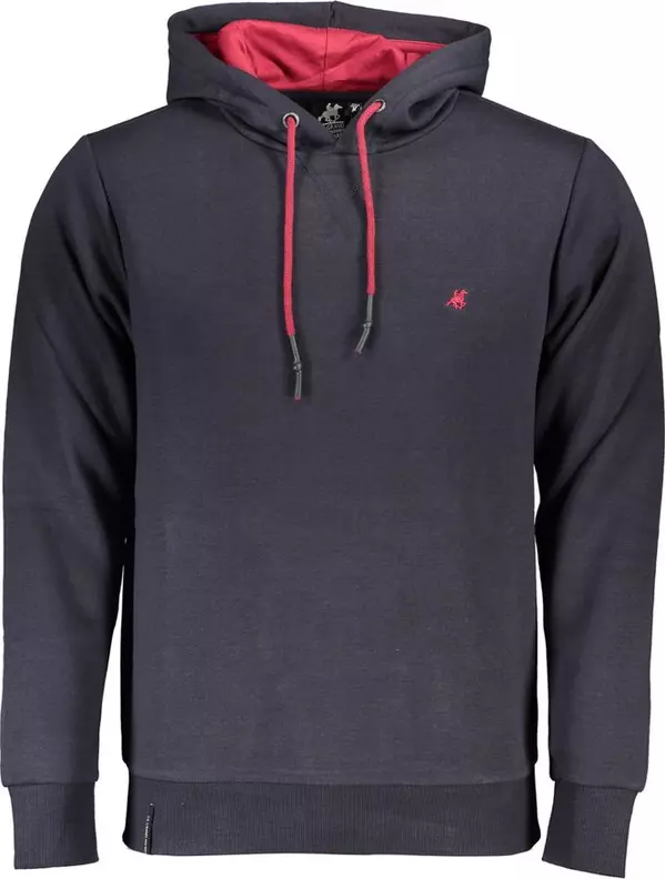 Blue Cotton Men Hoodie