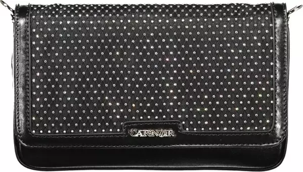 Black Polyurethane Women's Shoulder Bag