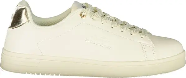 White Polyurethane Women Sneaker