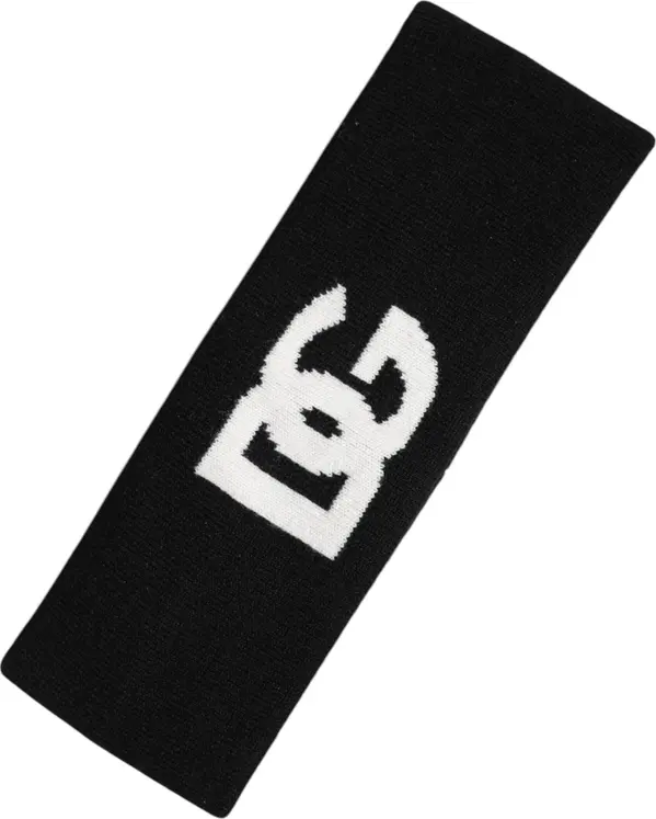 Men Black White Cashmere Logo Head Band Hat