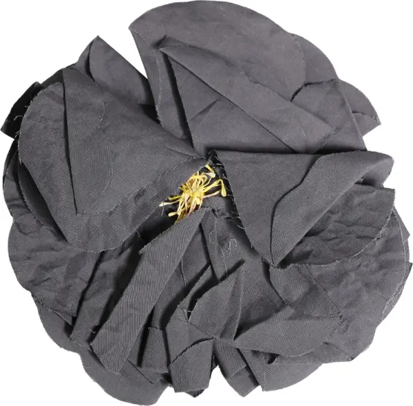 Gray Floral Motif Silk Blend Poplin Fabric Bar Pin  Brooch