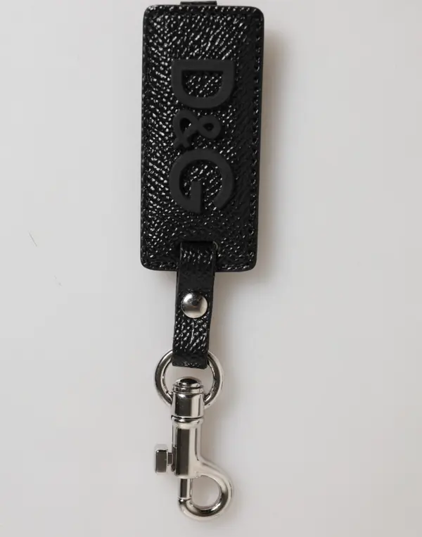 Black DG Logo Leather Silver Metal Keyring Men Keychain