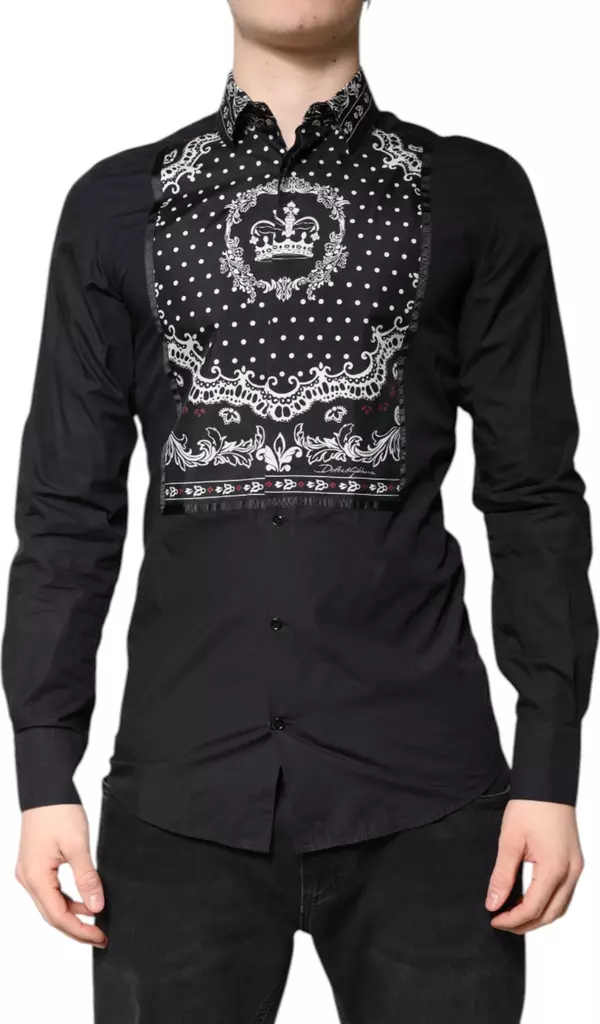 Black White Bandana GOLD Formal Dress Shirt