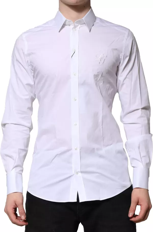 White Cotton GOLD Long Sleeves Formal Shirt