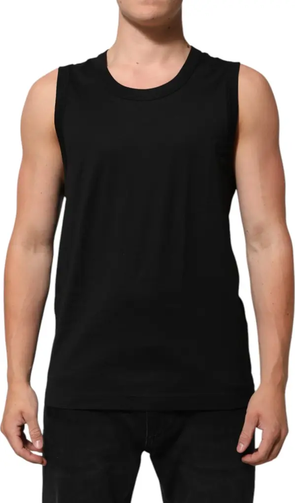 Black Cotton Sleeveless Men Tank Top T-shirt