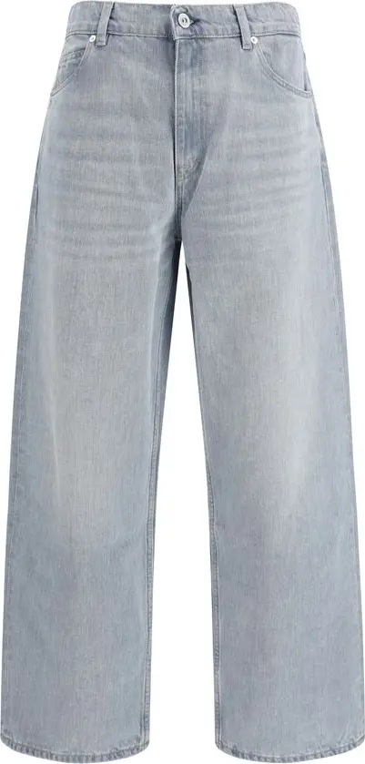 Blue Cotton High-Waisted Jean