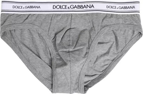 Gray Logo Waistband Men Midi Brief Underwear