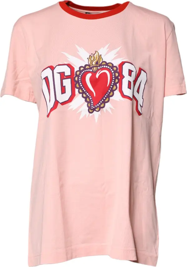 Pink DG 84 Sacred Heart Print Cotton T-shirt