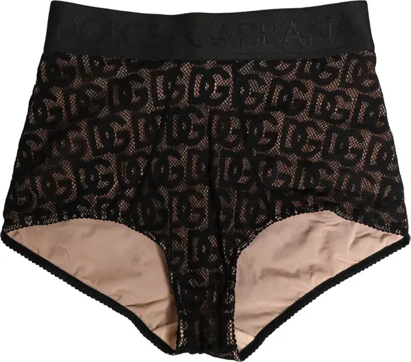 Black Cotton DG Logo High Waist Girdle Underwear