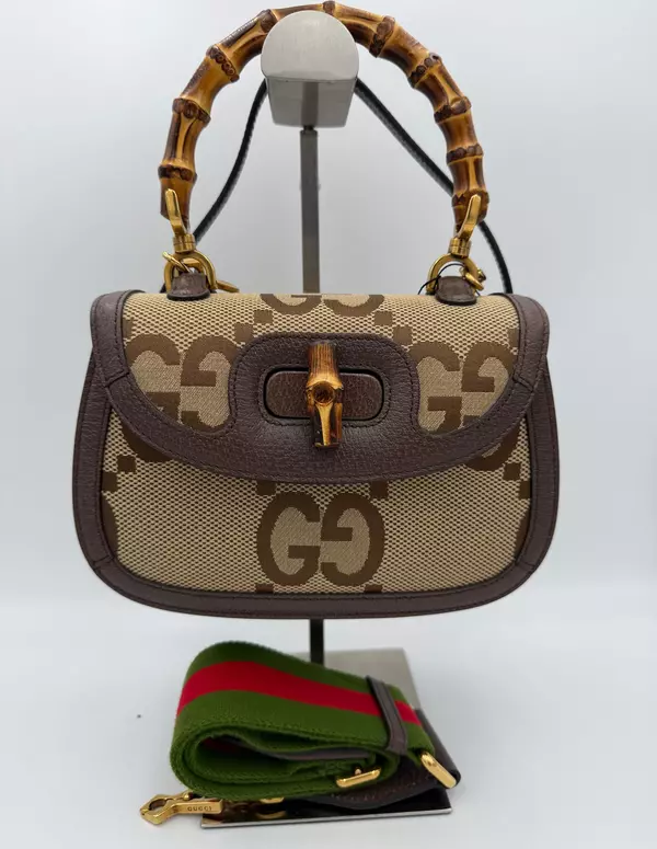 GUCCI BAMBOO 1947 GG Canvas Handbag