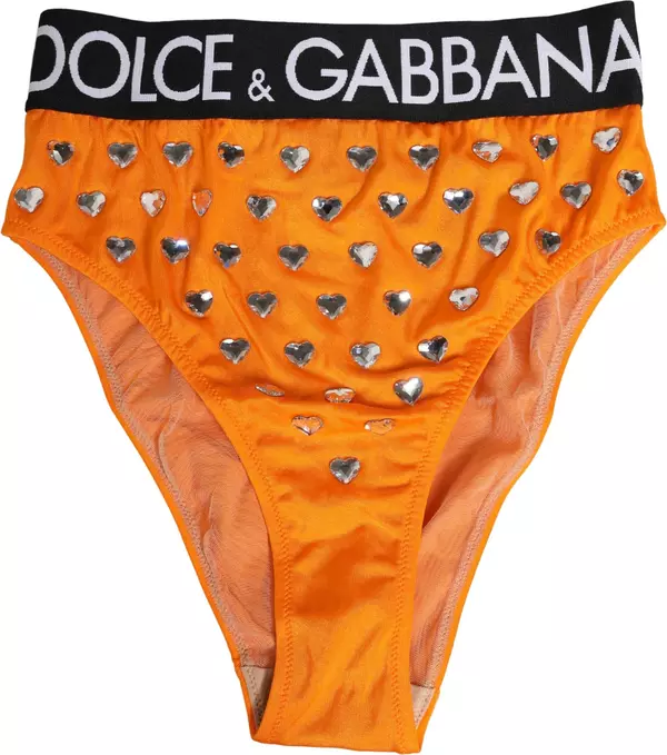Orange Crystal High Waist Brief Panty Underwear