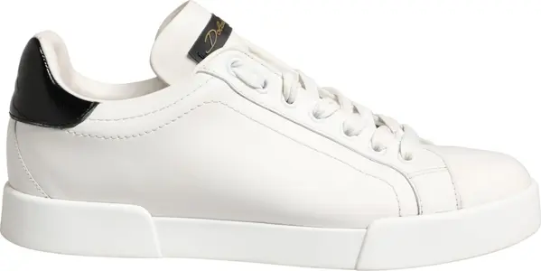 White Black Portofino Leather Sneakers Shoes