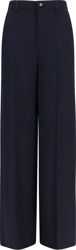 Blue Viscose Casual Pants