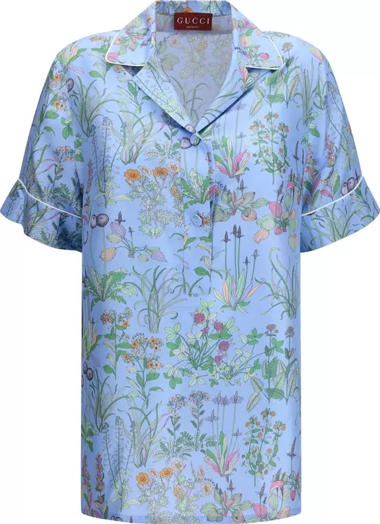 Blue Silk Pattern Shirt