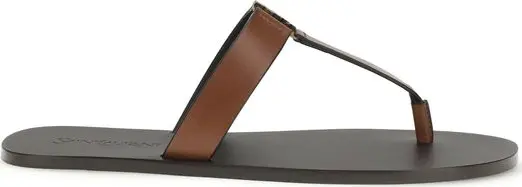 Brown Calf Leather Bos Taurus Flip-Flop Sandals