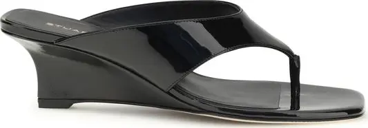 Black Calf Leather Bos Taurus Wedge Sandals