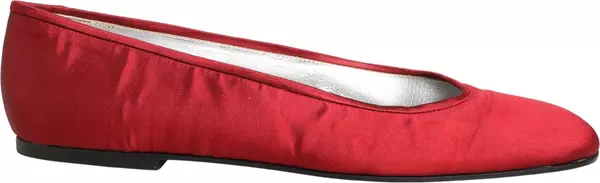 Red Satin Fabric Ballet Slip On Flats Shoes