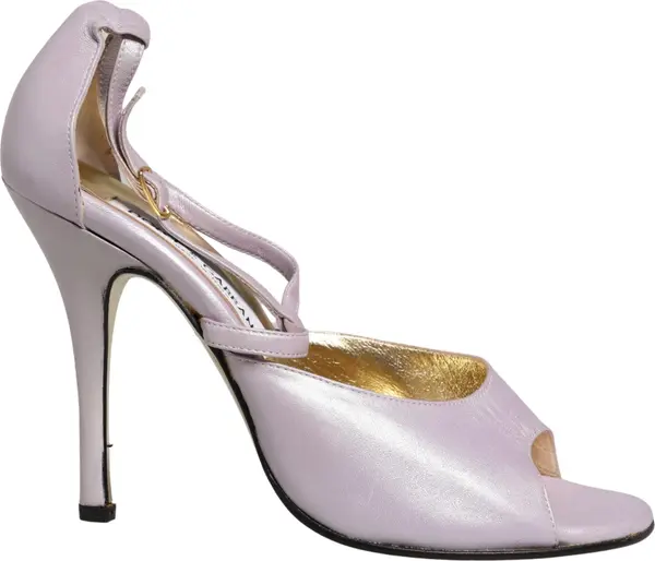 Purple Leather Open Toe Heels Pumps Shoes