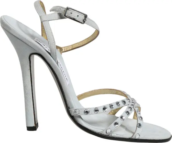 White Rhinestone High Heeled Sandals Shoes