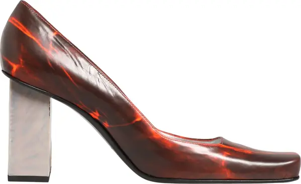 Multicolor Leather Square Toe Pumps Shoes