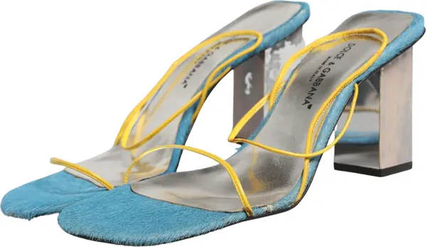 Multicolor Leather Block Heels Sandals Shoes