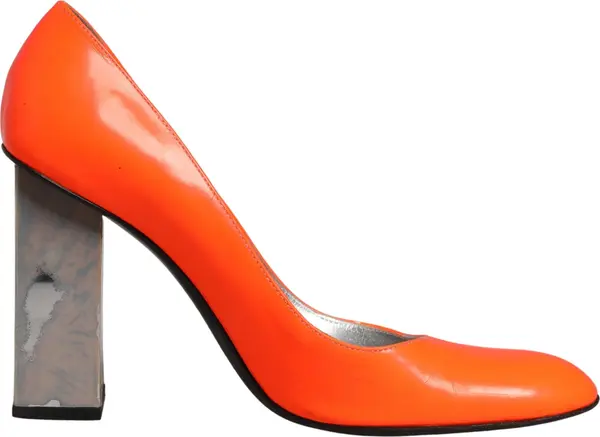 Orange Patent Leather Heels Pumps Shoes