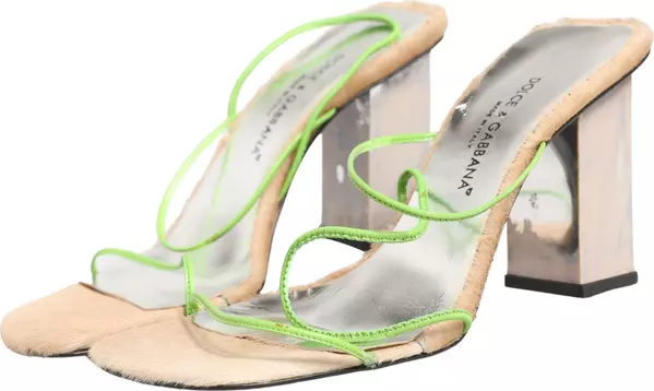 Multicolor Leather Block Heels Sandals Shoes