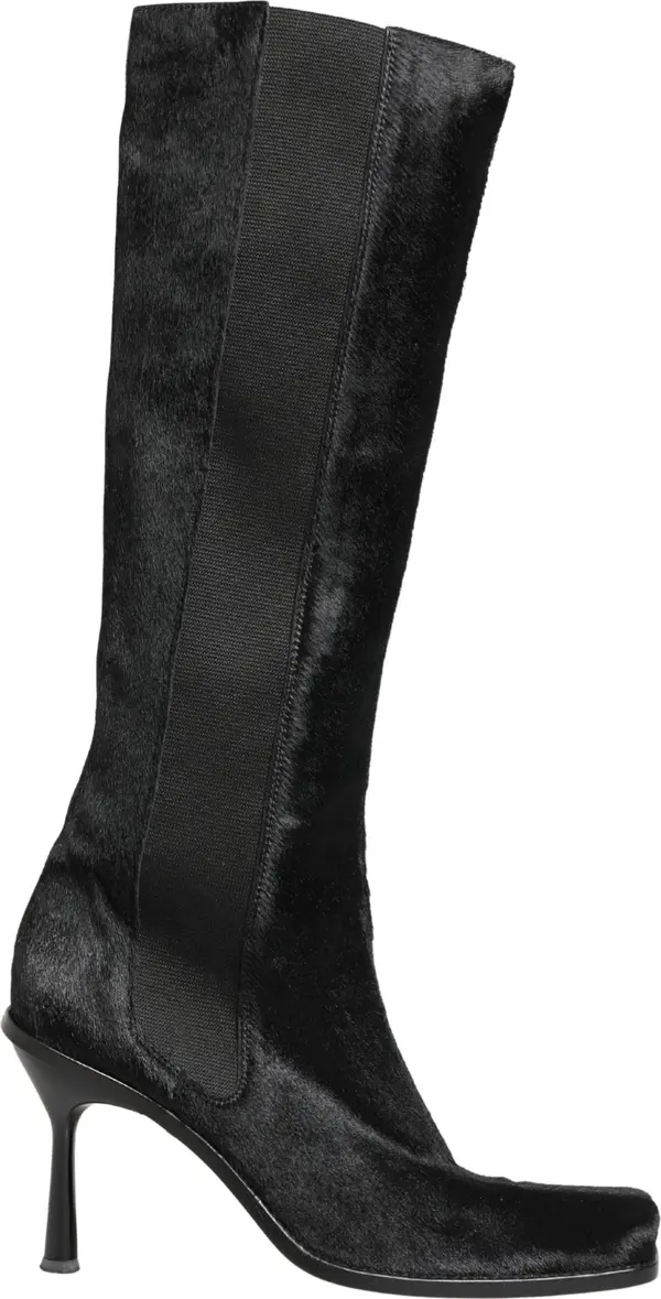 Black Suede Leather Knee High Boots Shoes