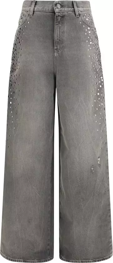 Gray Cotton Jeans Denim