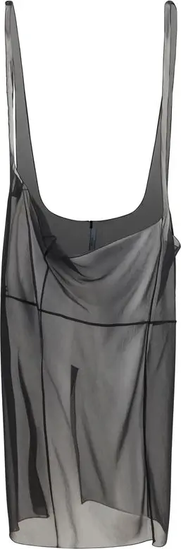 Black Polyester Midi Skirt