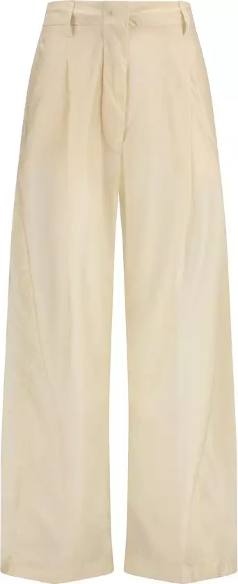 Beige Cotton Casual Pants