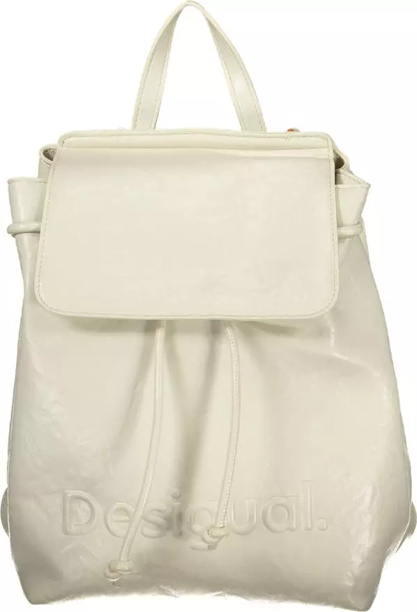 Ecru Polyurethane Women Backpack