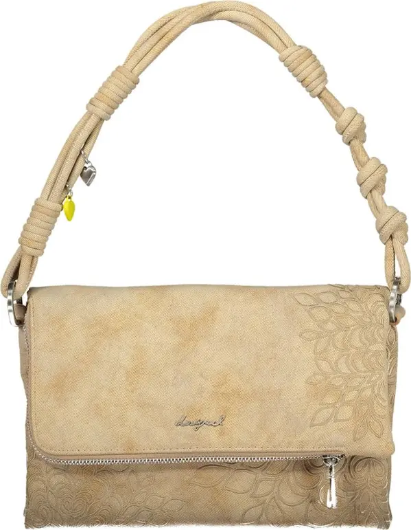 Beige Polyurethane Women Handbag