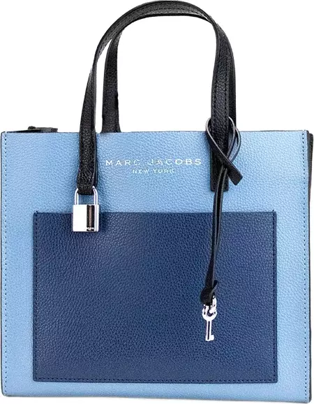 Marc Jacobs Grind Mini Blue Heaven Colorblock Leather Tote Crossbody Bag Purse