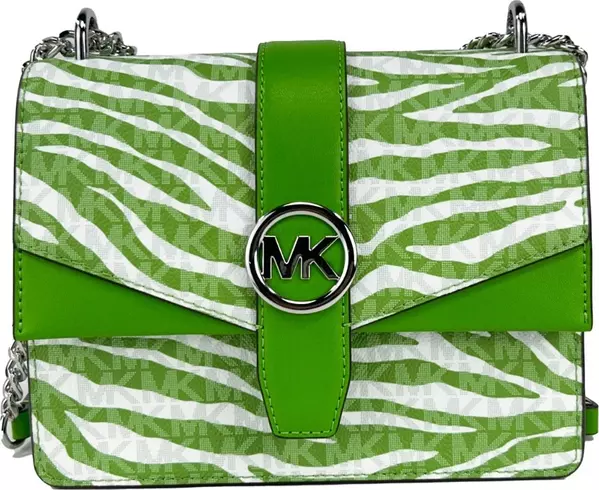 Michael Kors Greenwich Small Print Logo Crossbody Tote Chain Bag  Jungle Green $498
