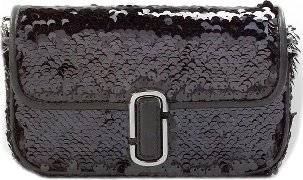Marc Jacobs The Mini J Marc Shoulder Bag Black Sequined Crossbody Bag
