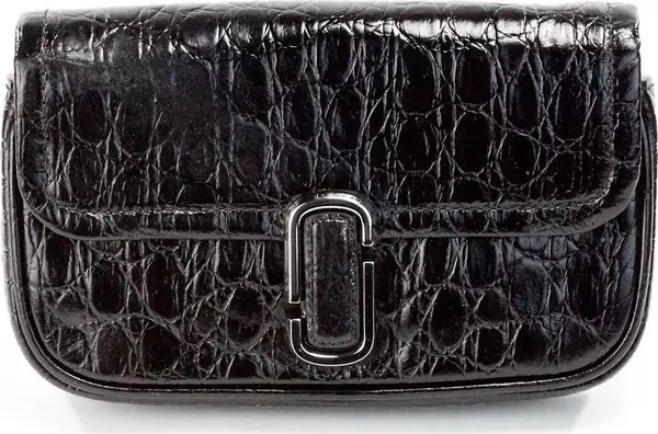Marc Jacobs The Mini Shoulder Bag Black Embossed Leather Crossbody Bag