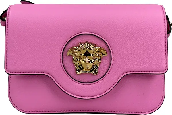 Versace La Medusa Pink Leather Shoulder Crossbody Bag Purse