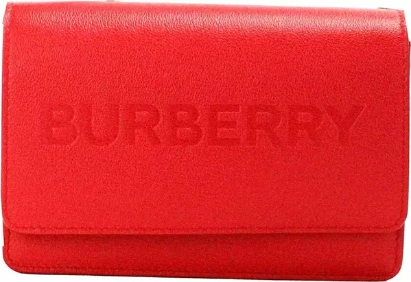 Burberry Hampshire Small Red Embossed Logo Smooth Leather Crossbody Bag