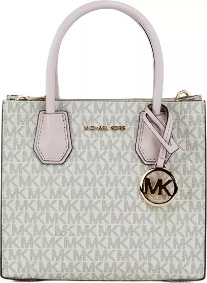 MICHAEL KORS Mercer 35S1GM9M2B Medium Logo And Leather Accordion Crossbody Bag In Powder Blush Multi