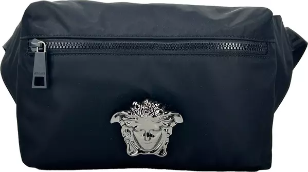 Versace Medusa Black Nylon Belt Bag Waist Fanny Pack Purse