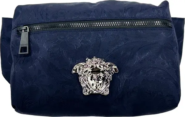 Versace Medusa Navy Nylon Belt Bag Waist Fanny Pack Purse