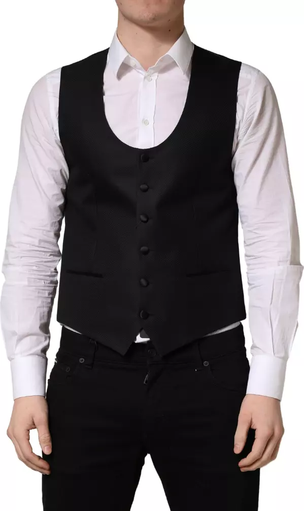 Black Stripe Single Breasted Waistcoat Vest